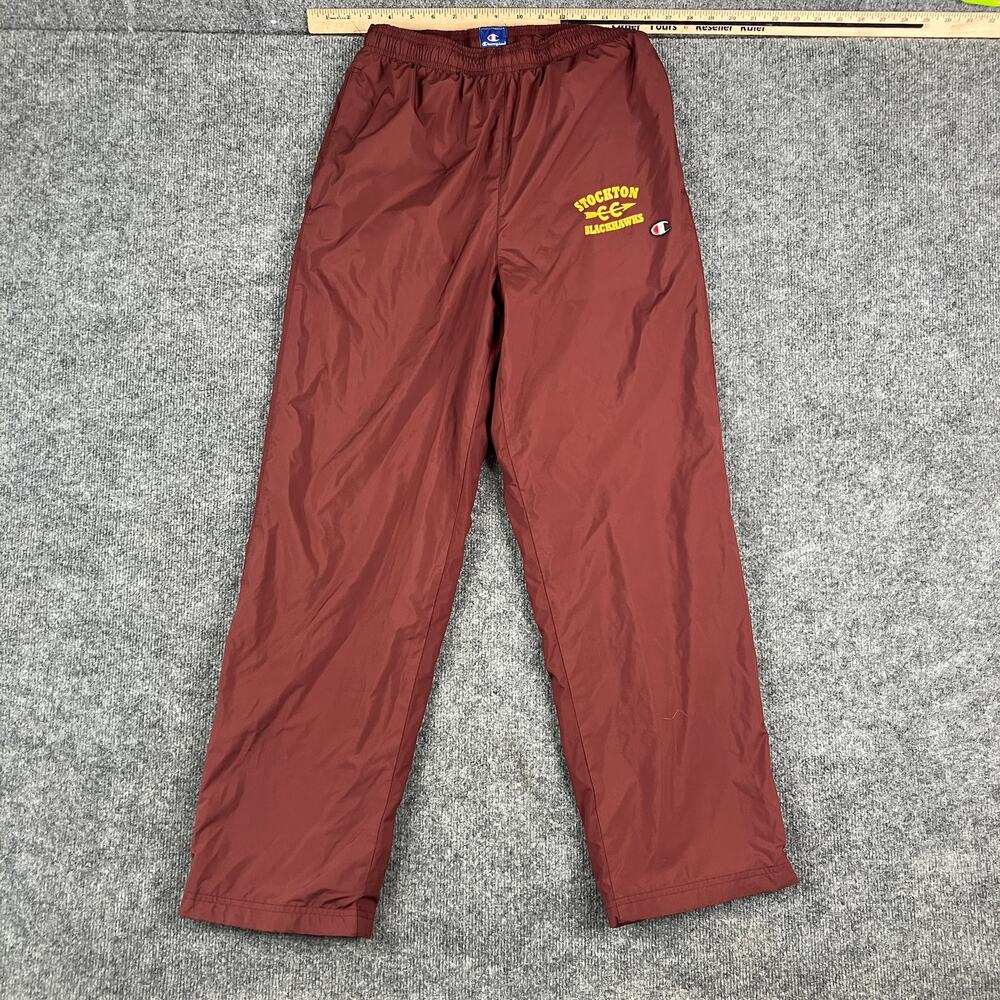 Champion Track Pants Mens Size S Burgundy‎ Stockton Blackhawks Mesh Lined Sport